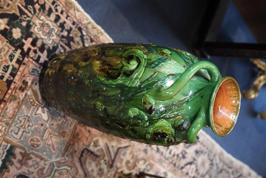 A massive C.H Brannam pottery ovoid fish vase, dated 1901, height 30in.